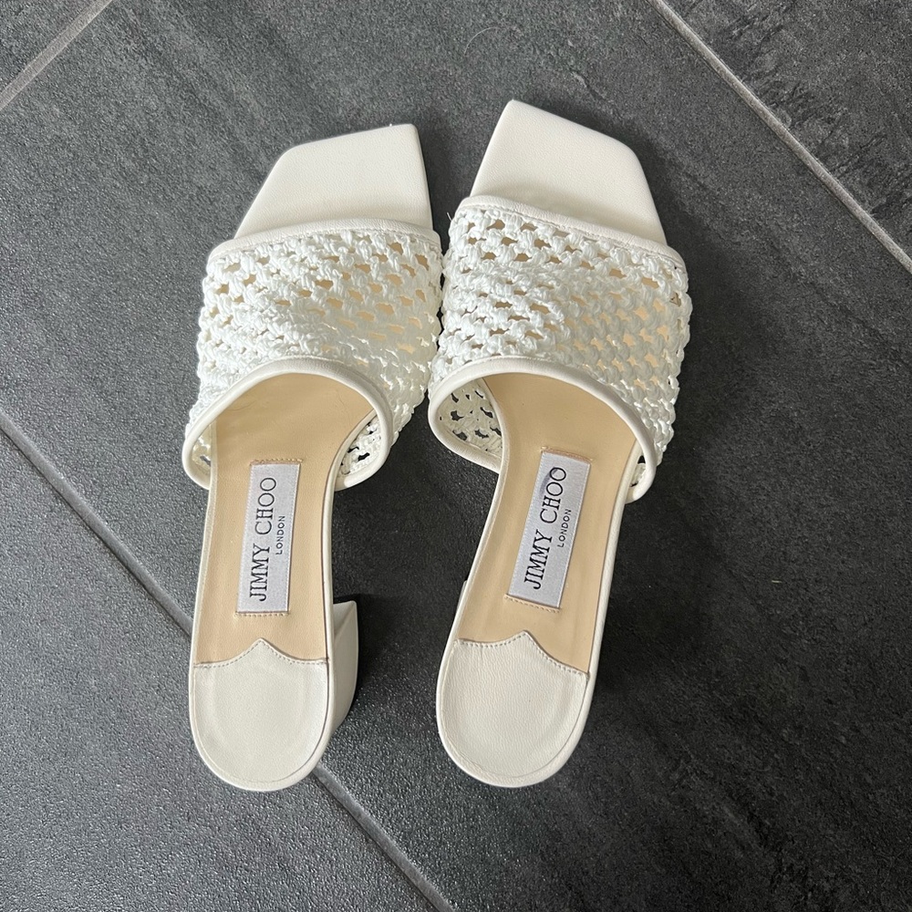 Jimmy Choo White Mules